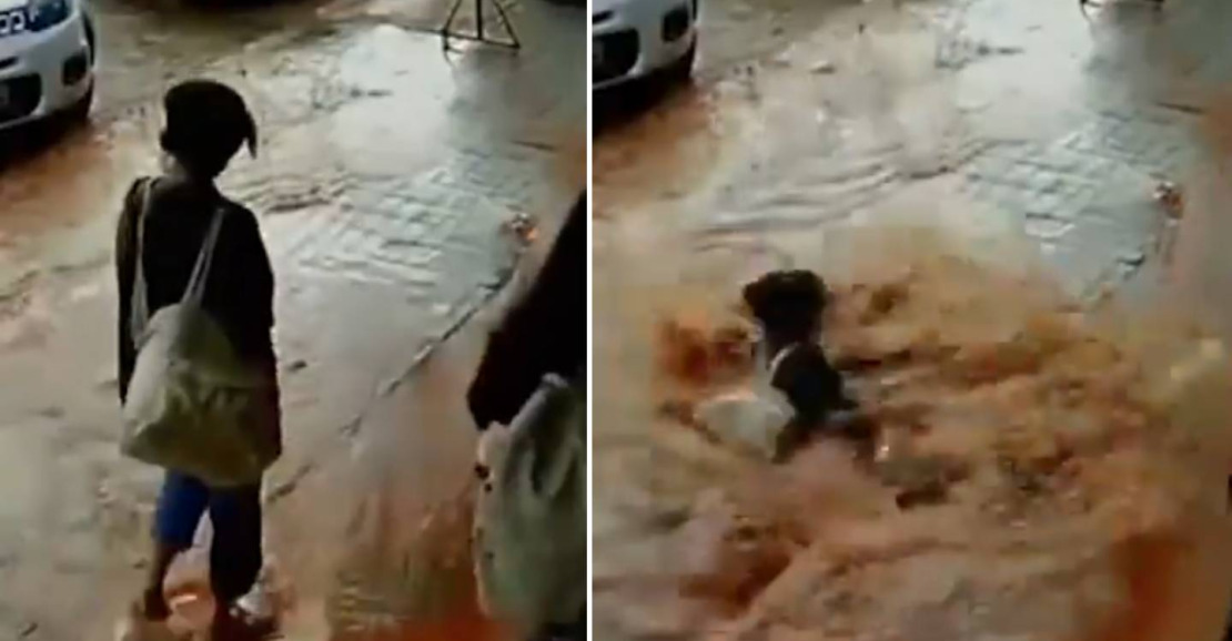 Jovem é Engolida por Buraco ao Caminhar em Calçada Alagada no DF